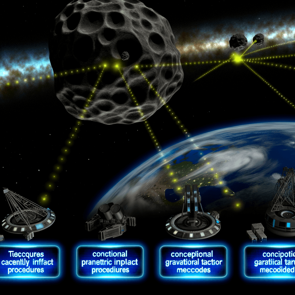 Texto alternativo para la imagen del artículo: "Ilustración de un asteroide en trayectoria de colisión con la Tierra, representando la amenaza de impacto espacial. Este gráfico destaca la importancia de la detección temprana y las estrategias de defensa planetaria para proteger nuestro planeta. Título del artículo: 'Asteroides: el inevitable impacto y su preparación en defensa planetaria'."