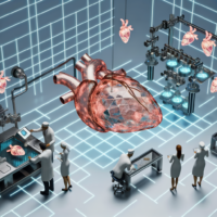 Texto alternativo para la imagen: "Científicos utilizando tecnología de impresión 3D para recrear corazones de gato, un avance innovador en la prevención de trombos y la salud veterinaria."