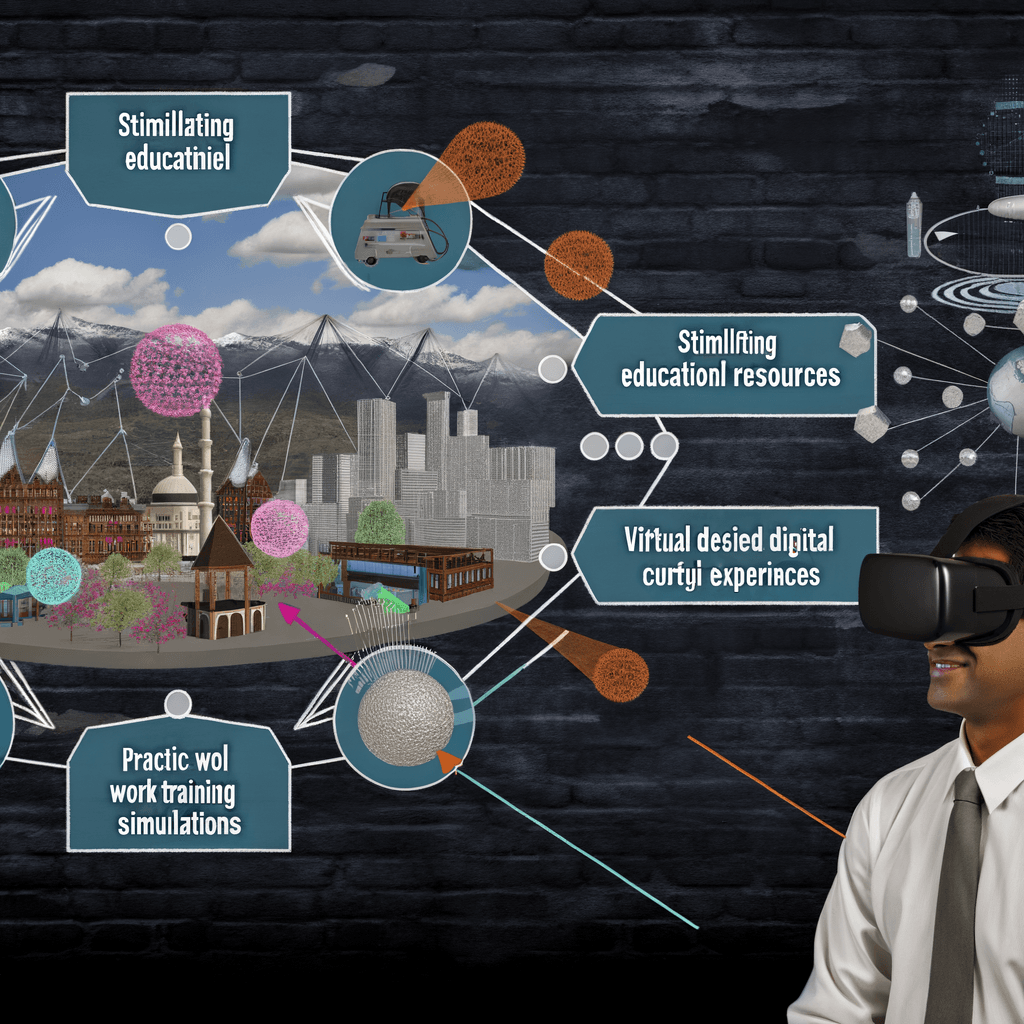 Navegador de realidad virtual para mejorar la vida de ciegos 17 Texto alternativo: "Imagen que ilustra el navegador de realidad virtual diseñado para mejorar la vida de personas ciegas, mostrando un entorno digital inmersivo con elementos interactivos que permiten la navegación mediante sonidos tridimensionales, retroalimentación táctil y control por voz."