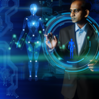 Texto alternativo para la imagen: "Un emprendedor digital utilizando herramientas de Inteligencia Artificial que no solo automatizan tareas, sino que comprenden sus necesidades y objetivos estratégicos, simbolizando una colaboración efectiva y transformadora en el mundo empresarial."